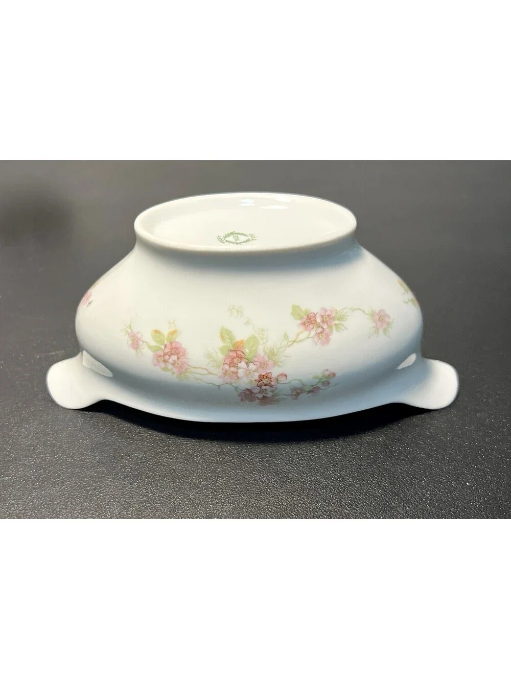 O&EG Royal Austria 1900s Pink Floral Porcelain Gravy Boat, 7.25x3.5x3.5”